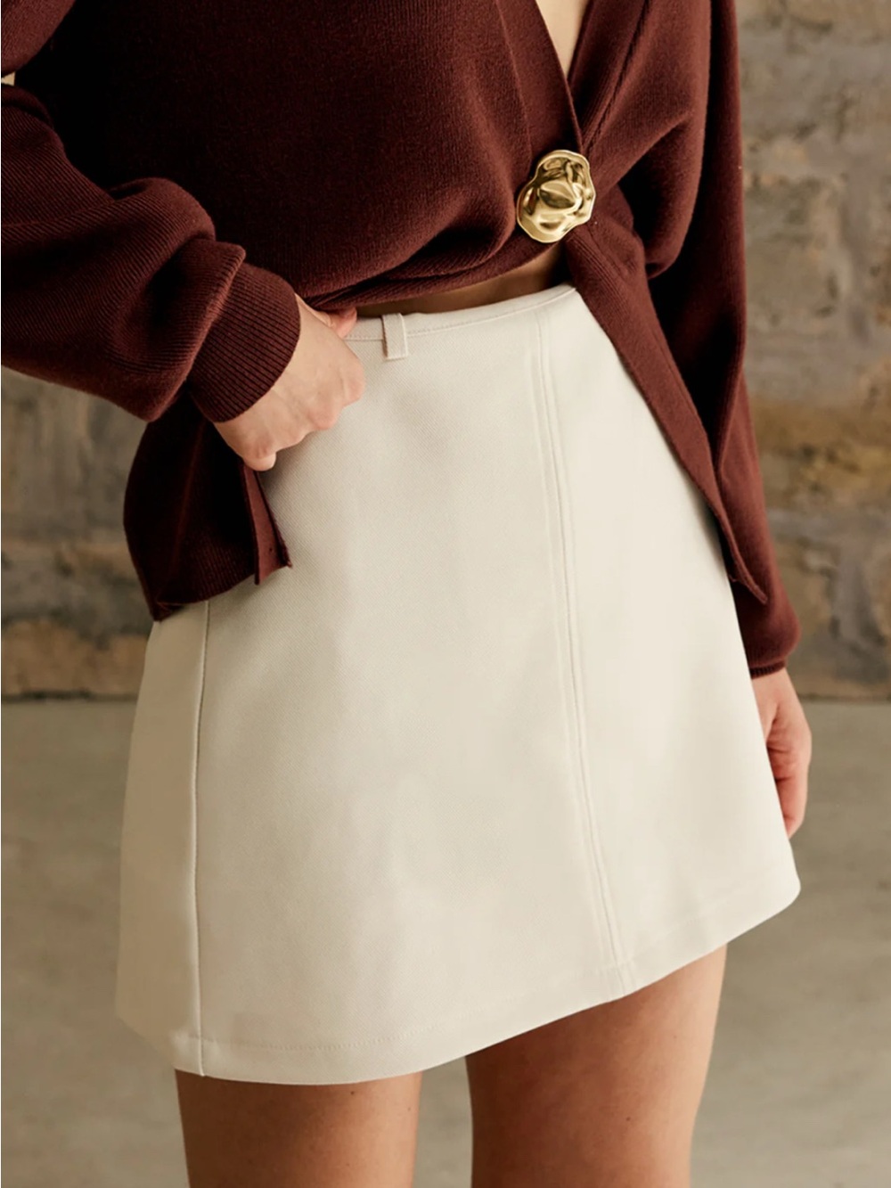 NWT Commense Cream A-Line Mini Skirt with Shorts Liner
